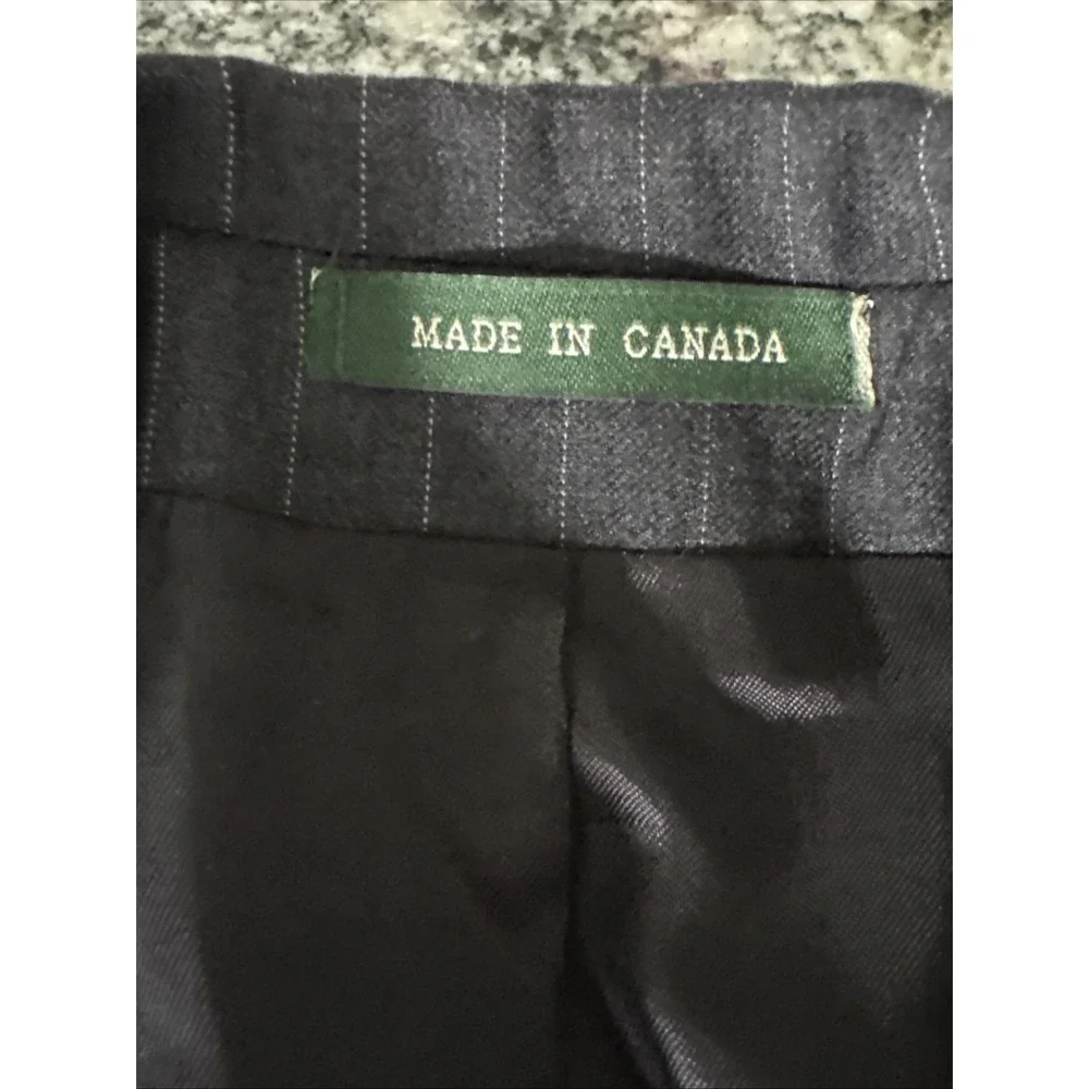 Ralph Lauren Blazer 38R Wool Sport Coat Suit Jacket Gray Pin Made in Canada #722